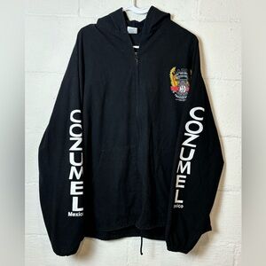 Vintage Cozumel Mexico Harley Davidson Bootleg Lol-Be Hooded Shirt Jacket Sz XXL
